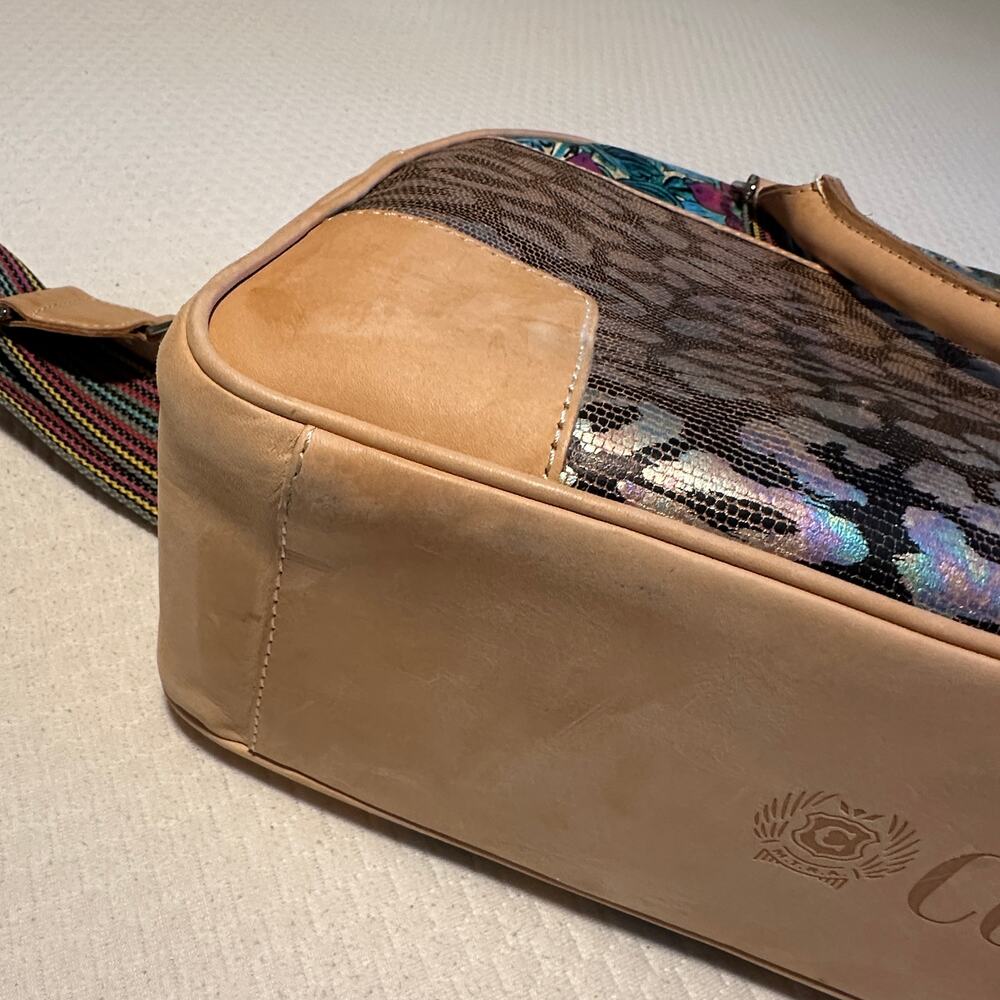 Consuela Beck Commuter Dome Satchel Bag – Multicolor Leather & Canvas - Picture 12 of 15